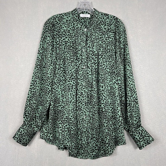 Equipment Slim Signature Button Up Shirt Top Size Large Green Animal Print - Picture 1 of 11
